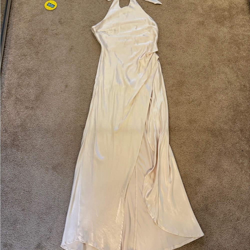 Elegant Cream Halter Dress